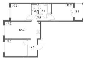4 ккв (Евро) № 545 Корп.: 2 , Секция 12  в ЖК Пулково Лейк