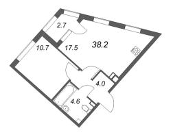 2 ккв (Евро) № 120 Корп.: Б , Секция 6  в ЖК Пулковский дом