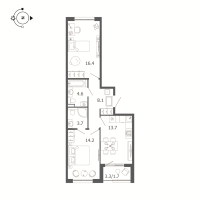 2 ккв № 115 Корп.: Б , Секция 6  в ЖК Пулковский дом