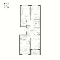 4 ккв (Евро) № 51 Корп.: В , Секция 2  в ЖК Пулковский дом