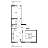 2 ккв № 271 Корп.: 1 , Секция 6  в ЖК Пулковское, 34
