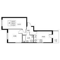 3 ккв (Евро) № 303 Корп.: 1 , Секция 7  в ЖК Пулковское, 34