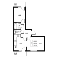 2 ккв № 277 Корп.: 1 , Секция 6  в ЖК Пулковское, 34
