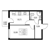 1 ккв № 53 Корп.: 1 , Секция 2  в ЖК Пулковское, 34