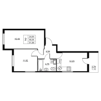 3 ккв (Евро) № 33 Корп.: 1 , Секция 1  в ЖК Пулковское, 34