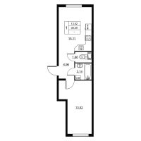 2 ккв (Евро) № 248 Корп.: 1 , Секция 5  в ЖК Пулковское, 34