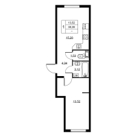 2 ккв (Евро) № 114 Корп.: 1 , Секция 3  в ЖК Пулковское, 34