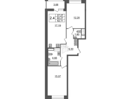 3 ккв (Евро) № 226 Корп.: 4.1 , Секция 1.2  в ЖК Пульс Премьер