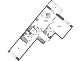 3 ккв (Евро) № 856 Корп.: 2 , Секция 2.4  в ЖК Пульс Премьер