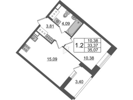 2 ккв (Евро) № 106 Корп.: 4.1 , Секция 1.1  в ЖК Пульс Премьер