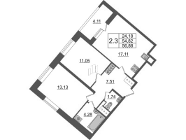 3 ккв (Евро) № 62 Корп.: 4.1 , Секция 1.1  в ЖК Пульс Премьер