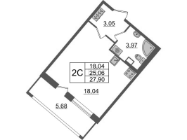 Студия № 843 Корп.: 4.1 , Секция 2.4  в ЖК Пульс Премьер