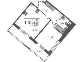 2 ккв (Евро) № 544 Корп.: 2 , Секция 1.5  в ЖК Пульс Премьер