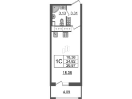 Студия № 769 Корп.: 4.2 , Секция 2.3  в ЖК Пульс Премьер