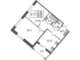 2 ккв № 964 Корп.: 4.1 , Секция 2.5  в ЖК Пульс Премьер