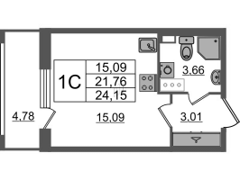 Студия № 292 Корп.: 2 , Секция 1.3  в ЖК Пульс Премьер