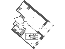 2 ккв (Евро) № 15 Корп.: 2 , Секция 1.1  в ЖК Пульс Премьер