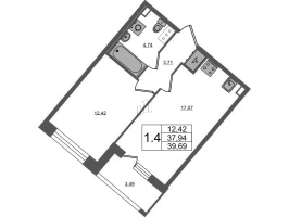 2 ккв (Евро) № 350 Корп.: 2 , Секция 1.4  в ЖК Пульс Премьер