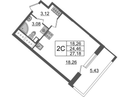 Студия № 283 Корп.: 4.1 , Секция 1.2  в ЖК Пульс Премьер
