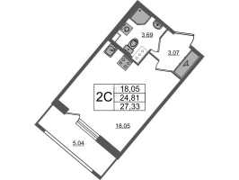 Студия № 59 Корп.: 2 , Секция 1.1  в ЖК Пульс Премьер