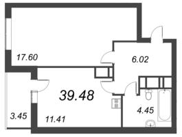 1 ккв № 1166 Корп.: 4.2 , Секция 2.5  в ЖК Пульс Премьер