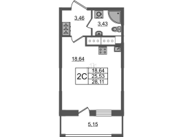 Студия № 431 Корп.: 3.1 , Секция 2.1  в ЖК Pulse Premier