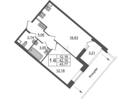 2 ккв (Евро) № 572 Корп.: 4.2 , Секция 2.2  в ЖК Pulse Premier