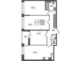 4 ккв (Евро) № 898 Корп.: 3.2 , Секция 5  в ЖК Pulse Premier