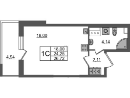 Студия № 211 Корп.: 3.1 , Секция 1.4  в ЖК Pulse Premier