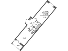 1 ккв № 912 Корп.: 4.2 , Секция 2.4  в ЖК Pulse Premier