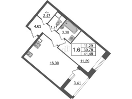 2 ккв (Евро) № 1 Корп.: 4.1 , Секция 1.1  в ЖК Pulse Premier