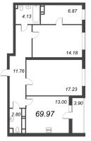 2 ккв № 1189 Корп.: 4.2 , Секция 2.5  в ЖК Pulse Premier