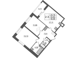 3 ккв (Евро) № 62 Корп.: 4.1 , Секция 1.1  в ЖК Pulse Premier