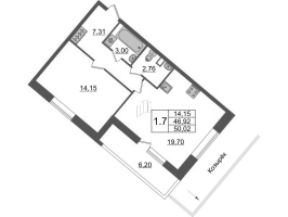 2 ккв (Евро) № 402 Корп.: 4.2 , Секция 2.1  в ЖК Pulse Premier