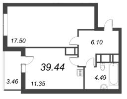 1 ккв № 1082 Корп.: 4.2 , Секция 2.5  в ЖК Pulse Premier