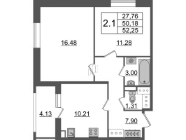 2 ккв № 1072 Корп.: 4.1 , Секция 2.5  в ЖК Pulse Premier