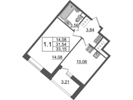 1 ккв № 811 Корп.: 4.1 , Секция 2.3  в ЖК Pulse Premier