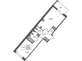 2 ккв (Евро) № 826 Корп.: 2 , Секция 2.4  в ЖК Pulse Premier