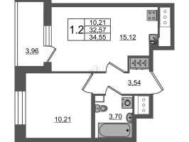 2 ккв (Евро) № 580 Корп.: 3.1 , Секция 3.1  в ЖК Pulse Premier