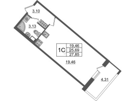 Студия № 274 Корп.: 4.2 , Секция 1.3  в ЖК Pulse Premier