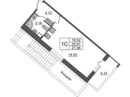 Студия № 7 Корп.: 4.2 , Секция 1.1  в ЖК Pulse Premier