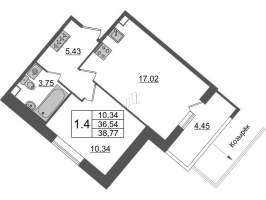 2 ккв (Евро) № 393 Корп.: 4.1 , Секция 2.1  в ЖК Pulse Premier