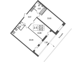 3 ккв (Евро) № 573 Корп.: 4.2 , Секция 2.2  в ЖК Pulse Premier