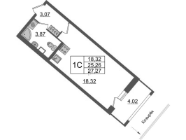 Студия № 396 Корп.: 4.2 , Секция 2.1  в ЖК Pulse Premier