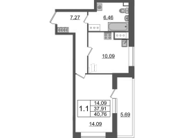 1 ккв № 807 Корп.: 4.2 , Секция 2.3  в ЖК Pulse Premier