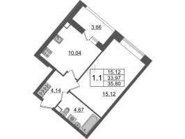 1 ккв № 916 Корп.: 4.2 , Секция 2.4  в ЖК Pulse Premier