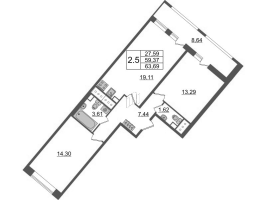 3 ккв (Евро) № 806 Корп.: 4.1 , Секция 2.3  в ЖК Pulse Premier