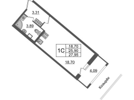Студия № 753 Корп.: 4.2 , Секция 2.3  в ЖК Pulse Premier