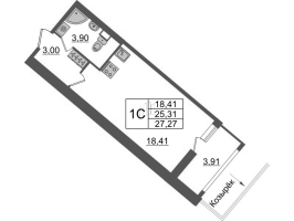 Студия № 712 Корп.: 4.1 , Секция 2.3  в ЖК Pulse Premier