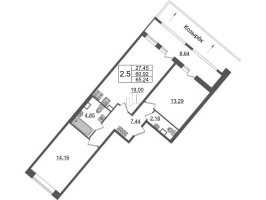 3 ккв (Евро) № 715 Корп.: 4.1 , Секция 2.3  в ЖК Pulse Premier